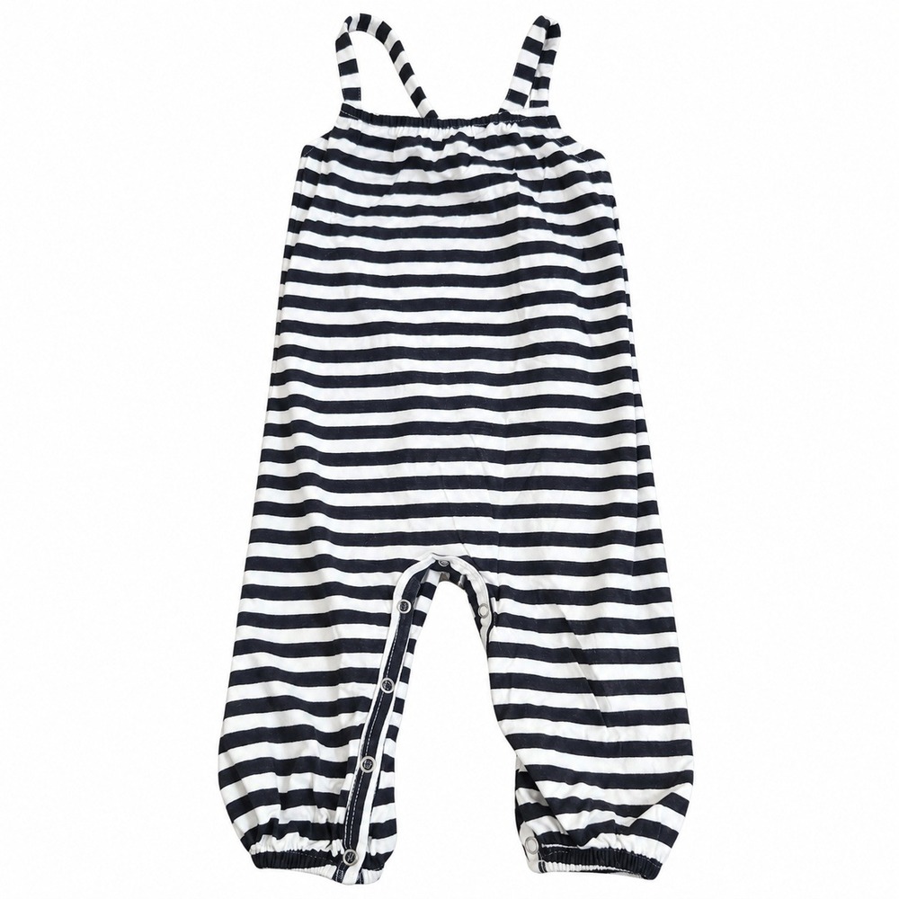 Kate Quinn Baby Black White Stripe Bamboo Cross-Back Harem Romper 6-12M Jumpsuit